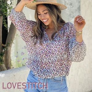 LOVESTITCH Asa Floral Peasant Top